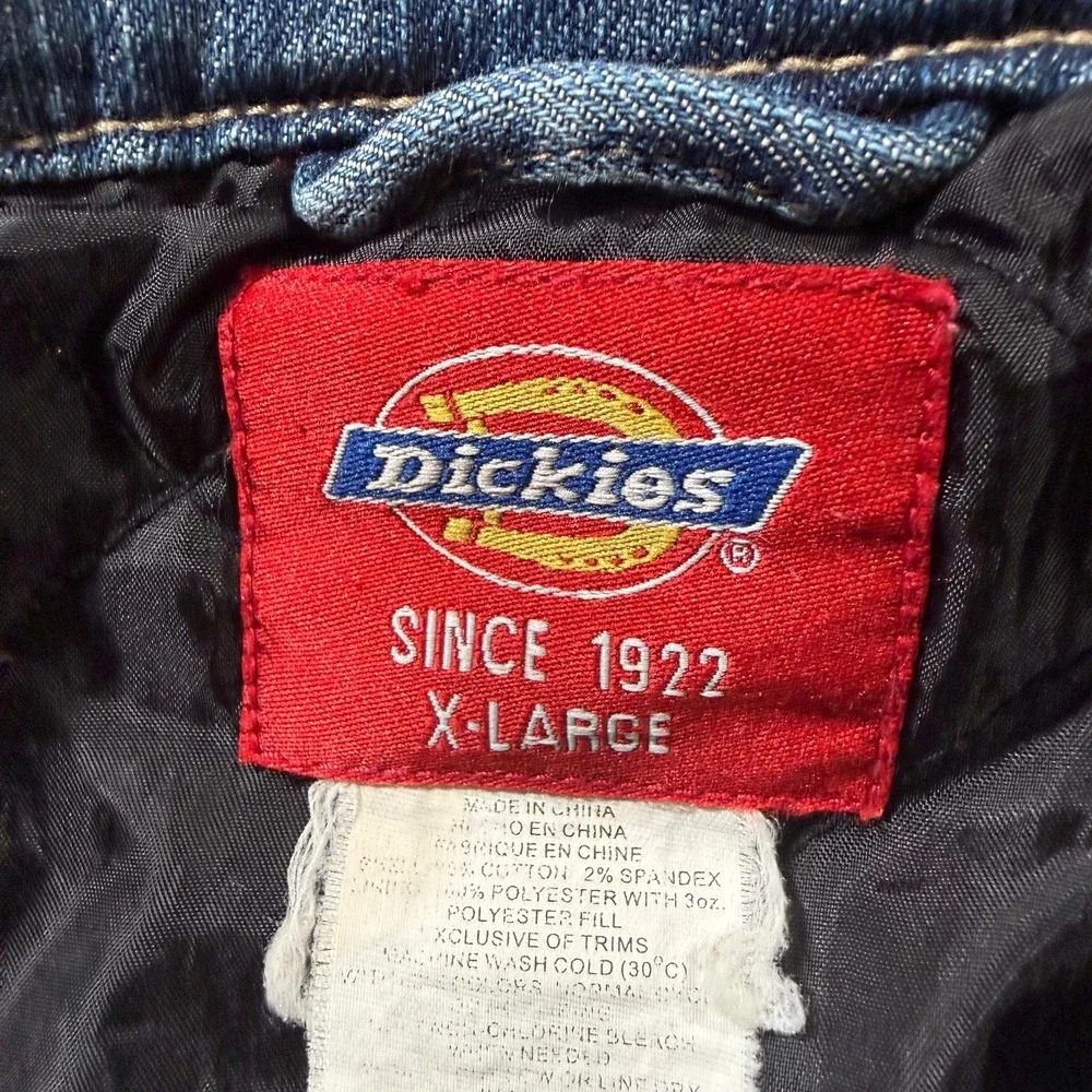 Vintage Dickies Jacket‎ Womens XL Blue Denim Trucker Jean Insulated Y2K Chore